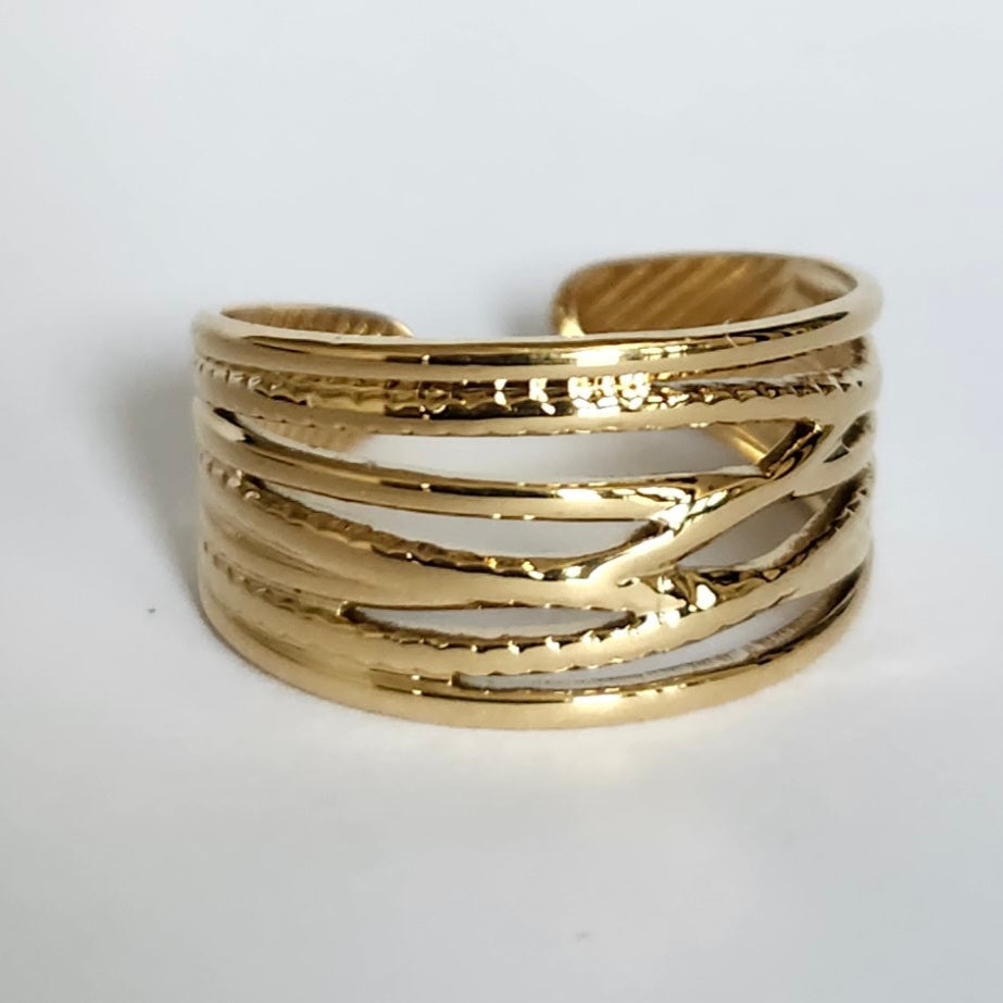 Bague doré multichaîne