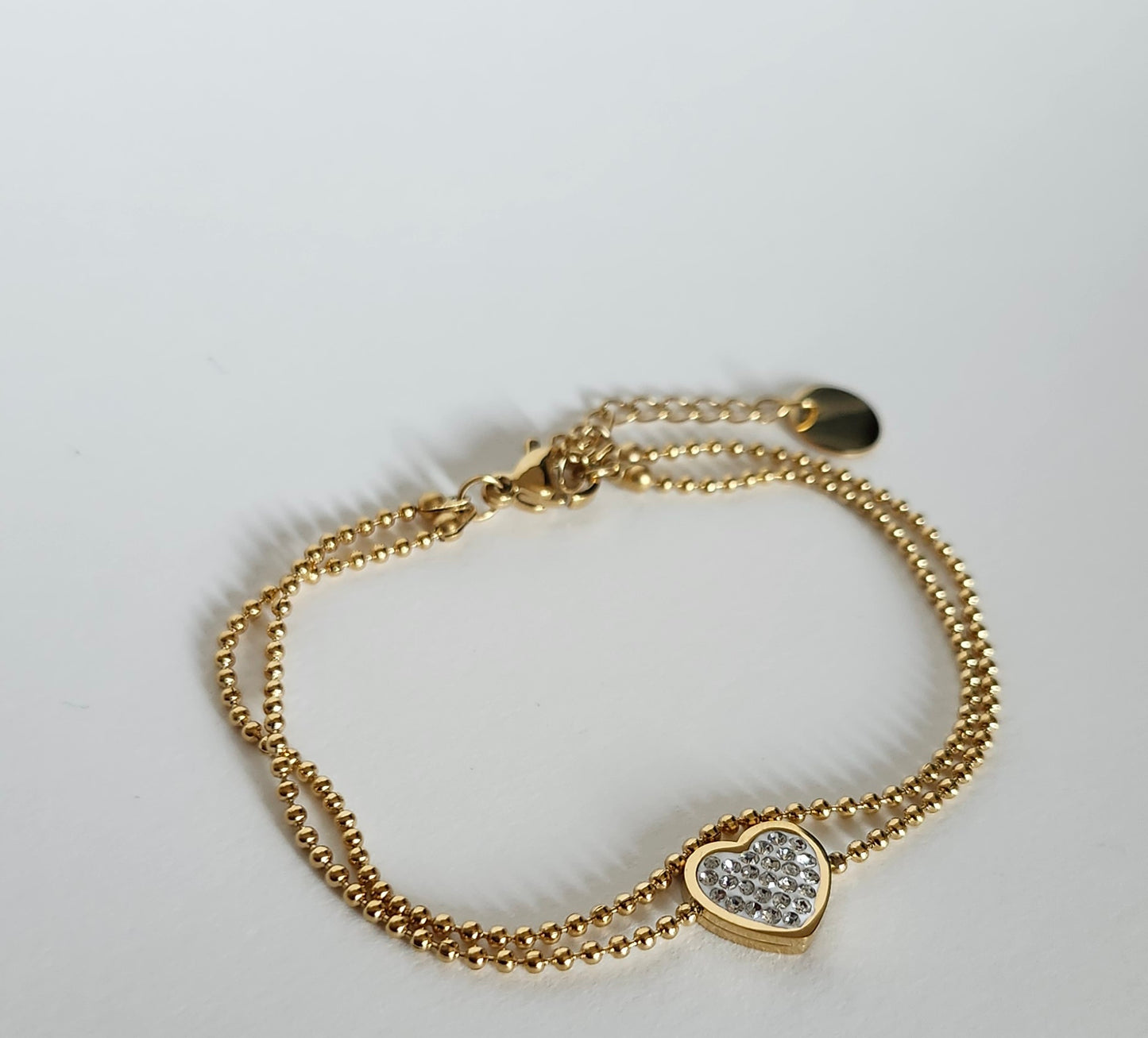 Bracelet perlé coeur strass