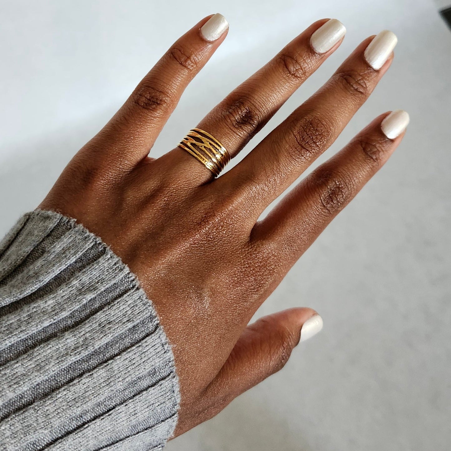 Bague doré multichaîne
