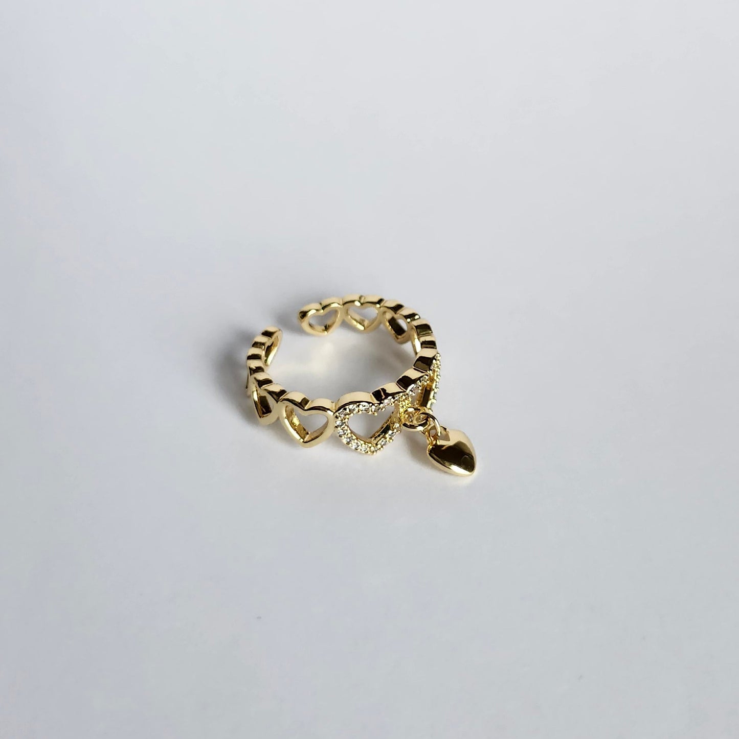 Bague strass à breloque coeur