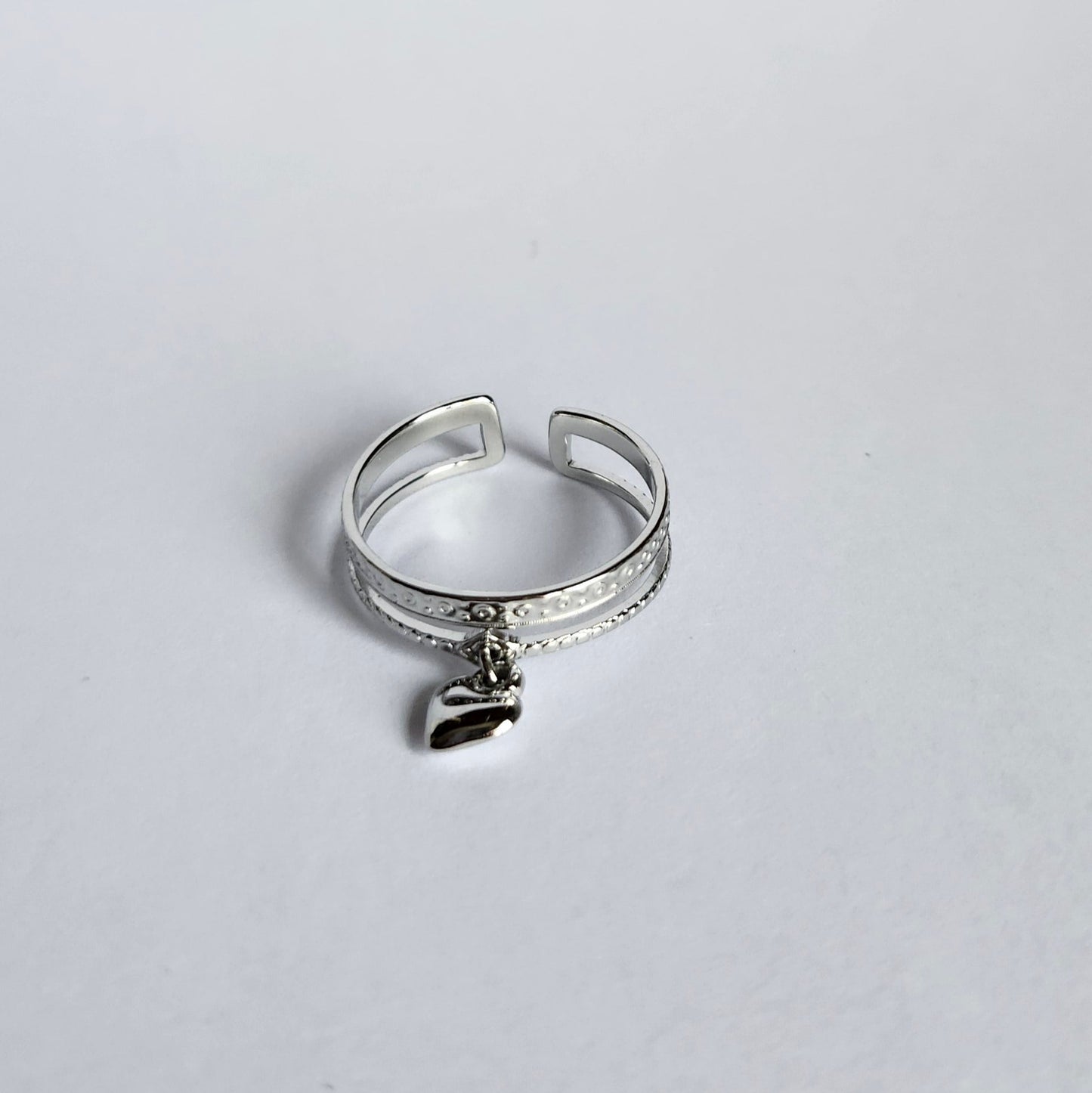 Bague Double ligne coeur