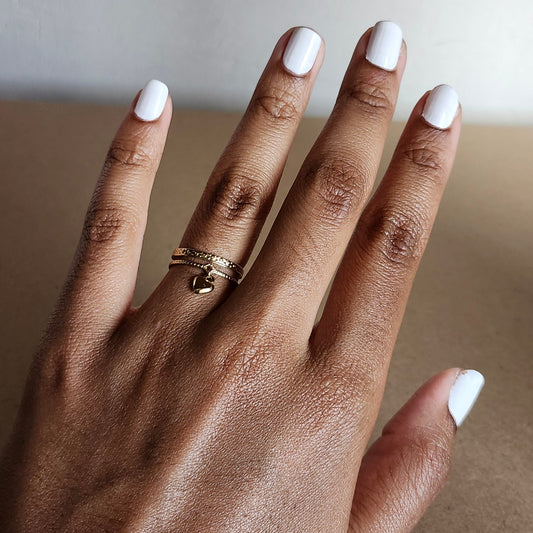 Bague Double ligne coeur