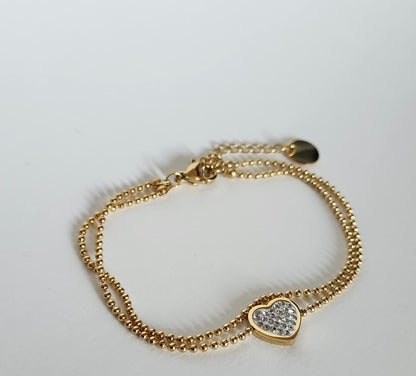 Bracelet perlé coeur strass