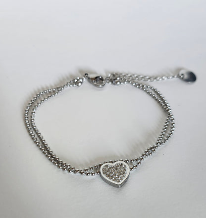Bracelet perlé coeur strass