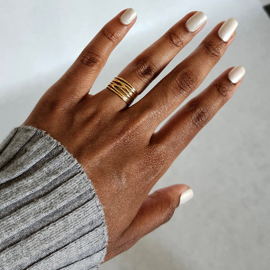 Bague doré multichaîne