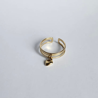 Bague Double ligne coeur