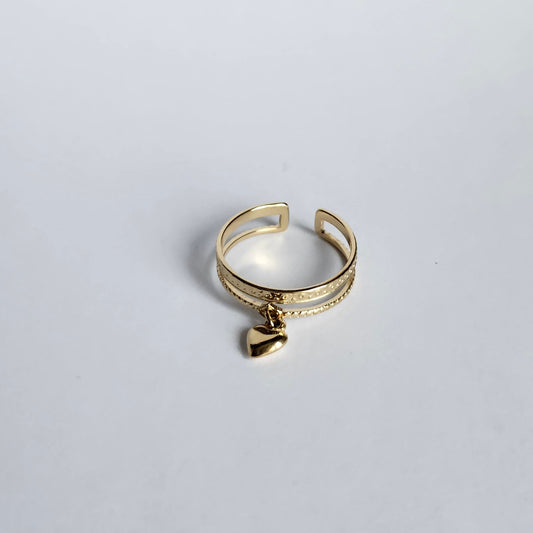 Bague Double ligne coeur