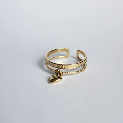 Bague Double ligne coeur