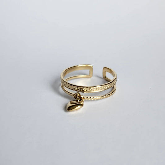 Bague Double ligne coeur