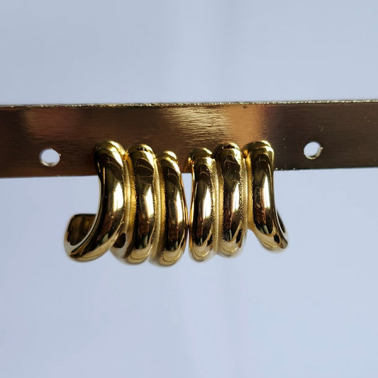 Boucles d'oreilles triple ligne courbé