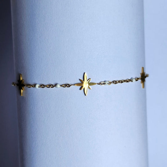 Bracelet étoile perlé blanc