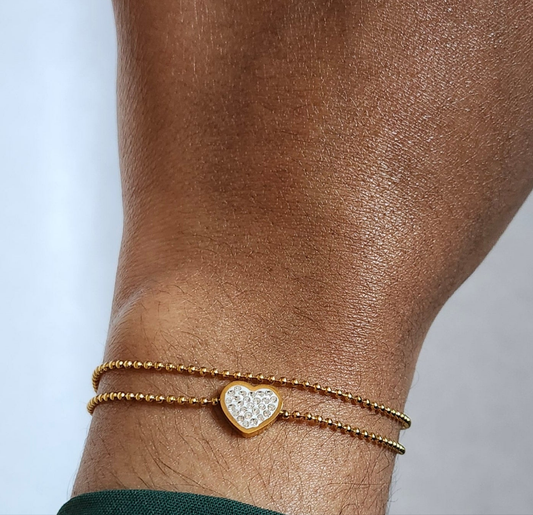 Bracelet perlé coeur strass