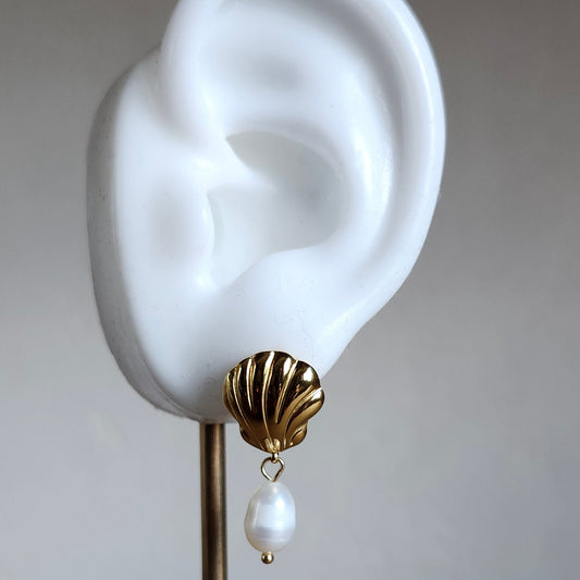 Boucle d'oreille coquillage perle